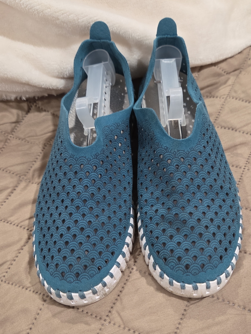 Ilse Jacobsen Teal Slip-On Perforated Casual Shoes